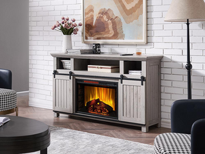 Joanna Electric Fireplace Media Console in Grey Washed Oak- SP5768